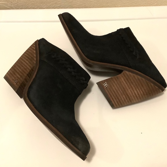 Alison Western Mule Black Suede Leather Heeled Mule 7 Boho Business Casual - Picture 5 of 10